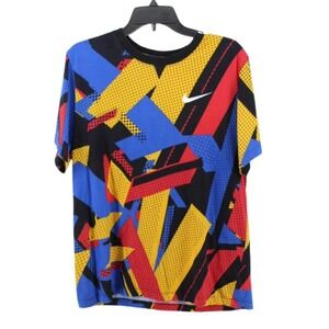 Nike Dri-Fit Graphic Training Shirt Mens Large Multicolor Geometric Athletic Tee